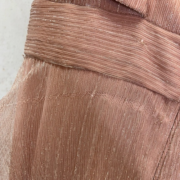 Betsy & Adam One Shoulder Metallic Dress in Pink Size 12 Gown NEW Maxi - Picture 11 of 13